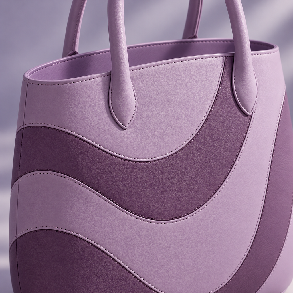 Lilac Wave Handbag with Curved Colorblock Panels
