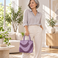Lilac Wave Handbag with Curved Colorblock Panels